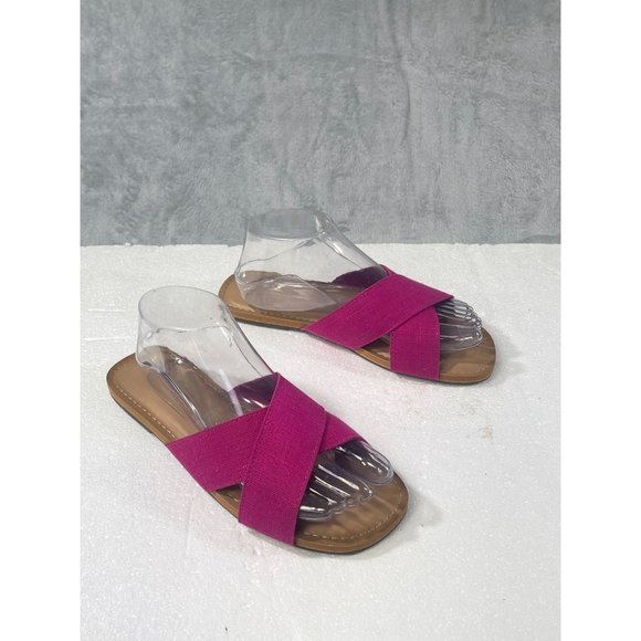 Old Navy womens size 8 Pink Linen Cross Strap Sandals - Picture 1 of 16
